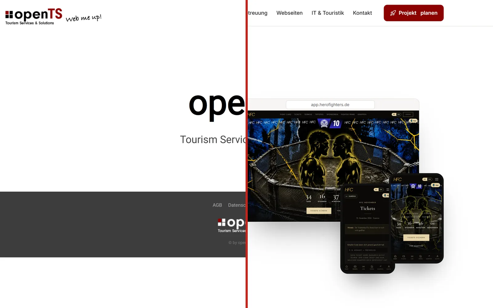 Alte und neue Startseite von opents.de nebeneinander